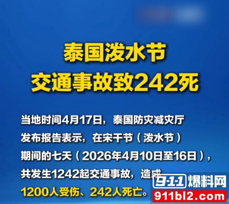 2026年泰国宋干节交通事故数据 8