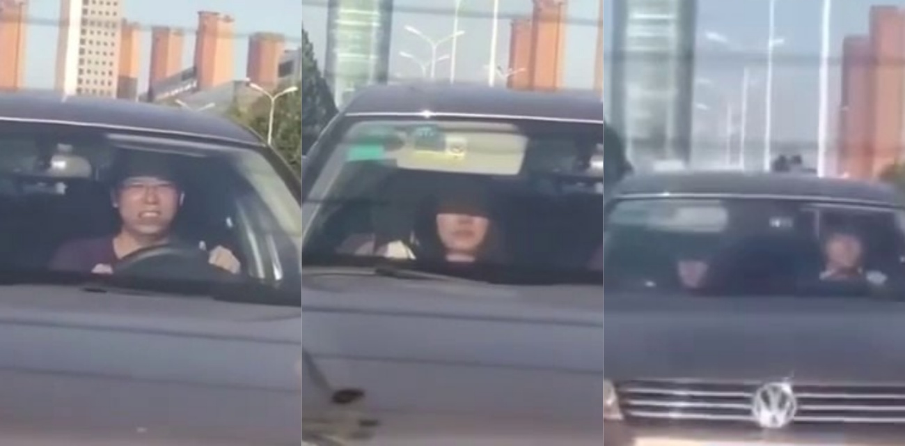 街头情侣等红灯也没闲着 就这几秒的功夫就在那口交 男友握方向盘爽到变形